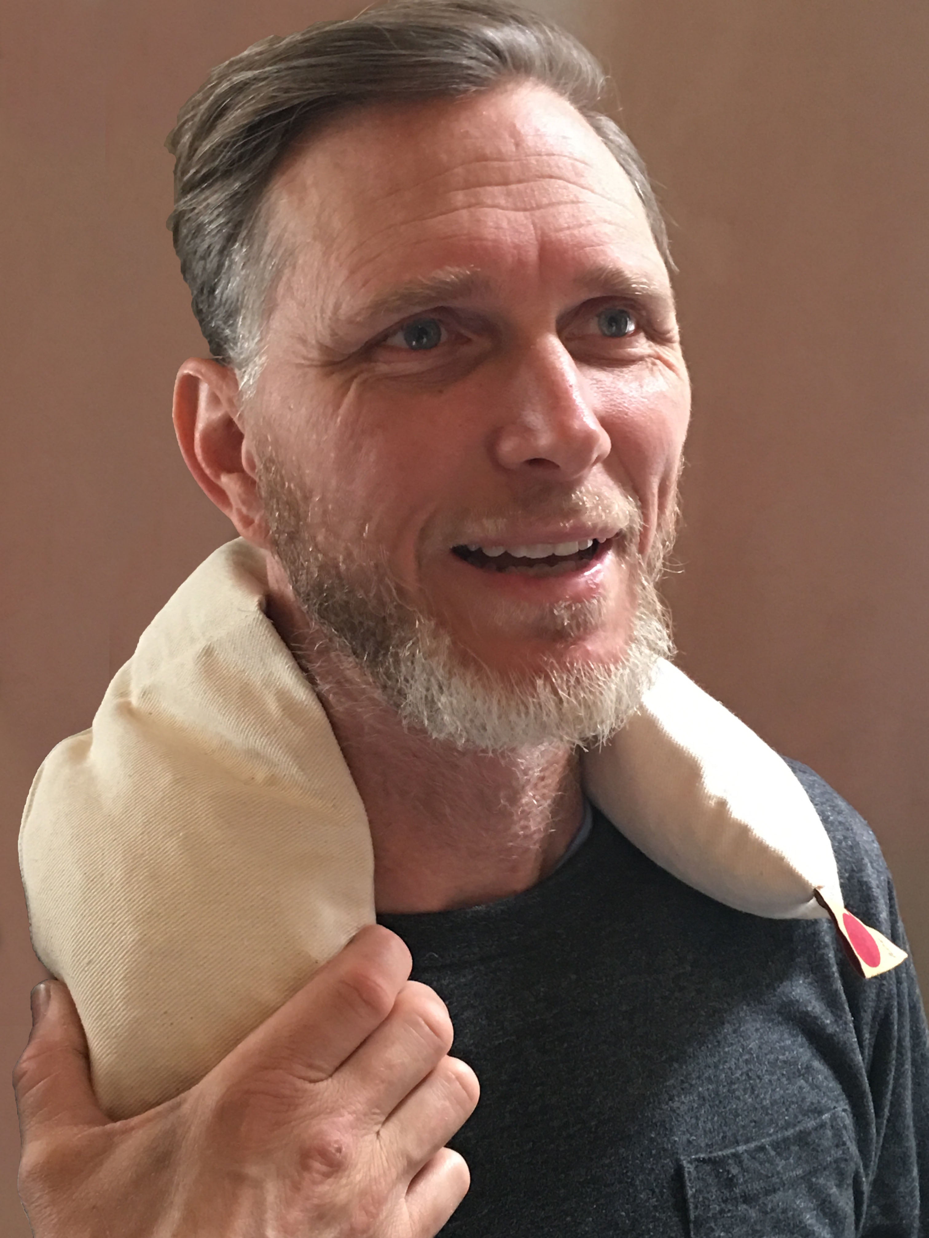 Hot Cherry Neck Wrap in Unbleached, Pre-washed, Natural Denim