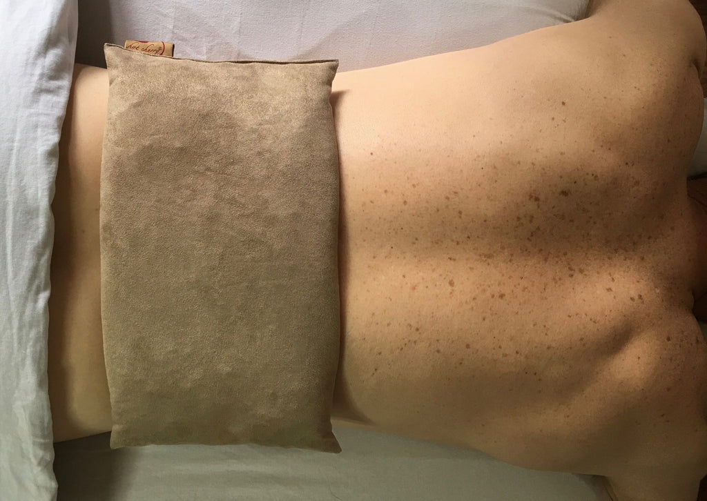 Large Rectangle Cherry Stone Pillow in Tan Ultra-Suede