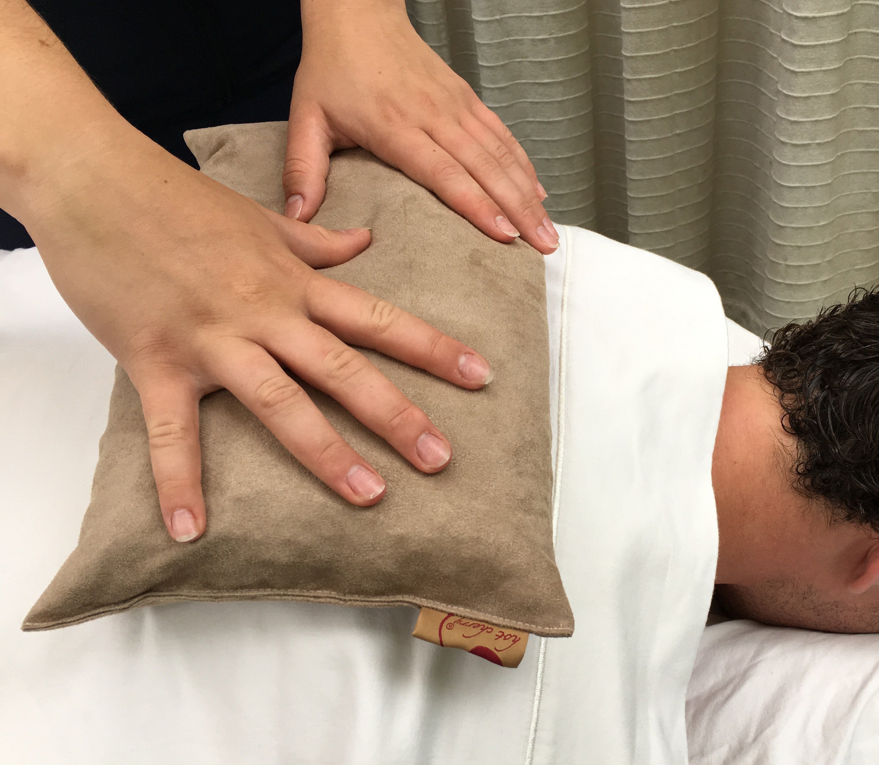 Large Rectangle Cherry Stone Pillow in Tan Ultra-Suede