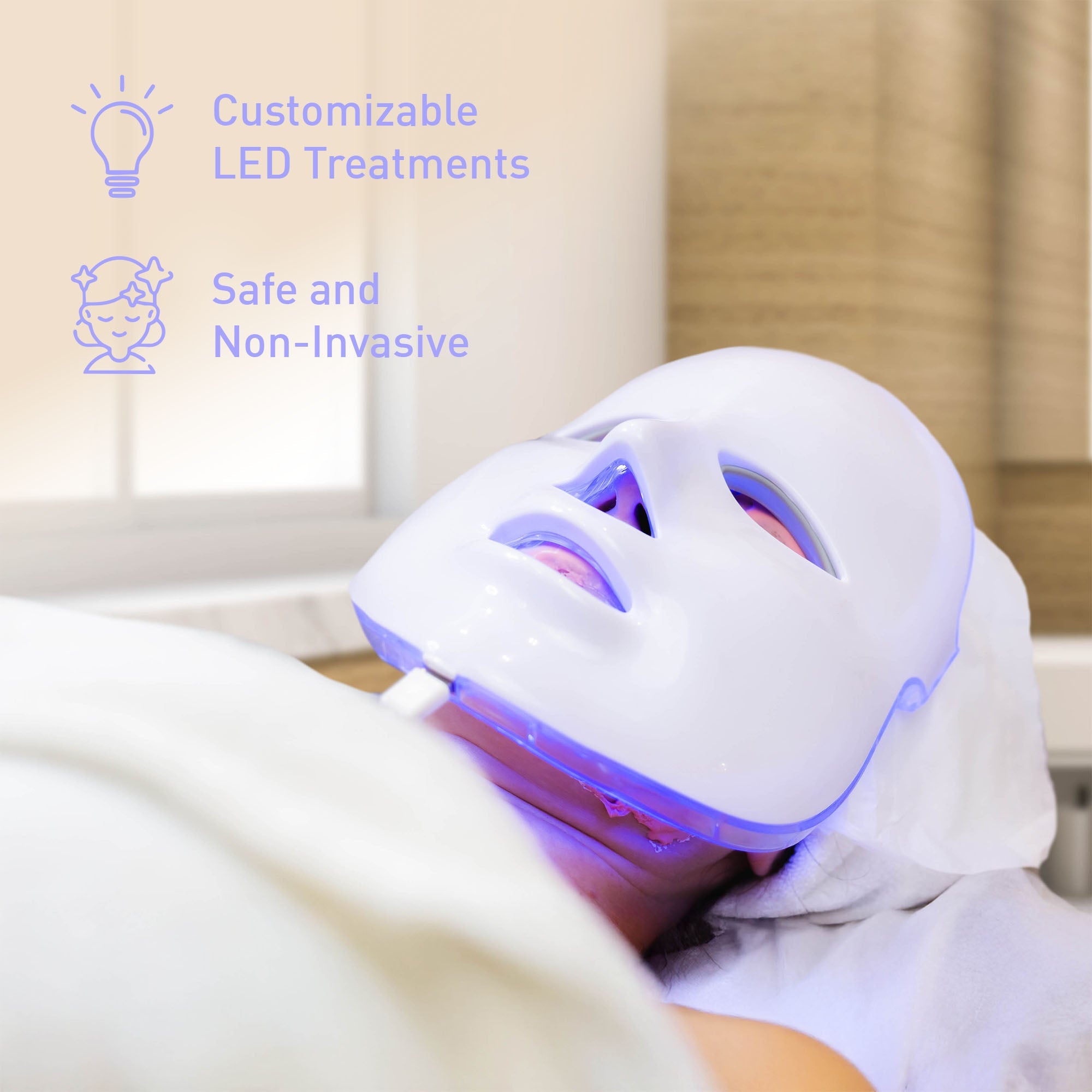 Pursonic LED Glow Set – 7-in-1 LED Light Therapy Face Mask + 7-in-1 LED Face & Neck Sculpting Wand