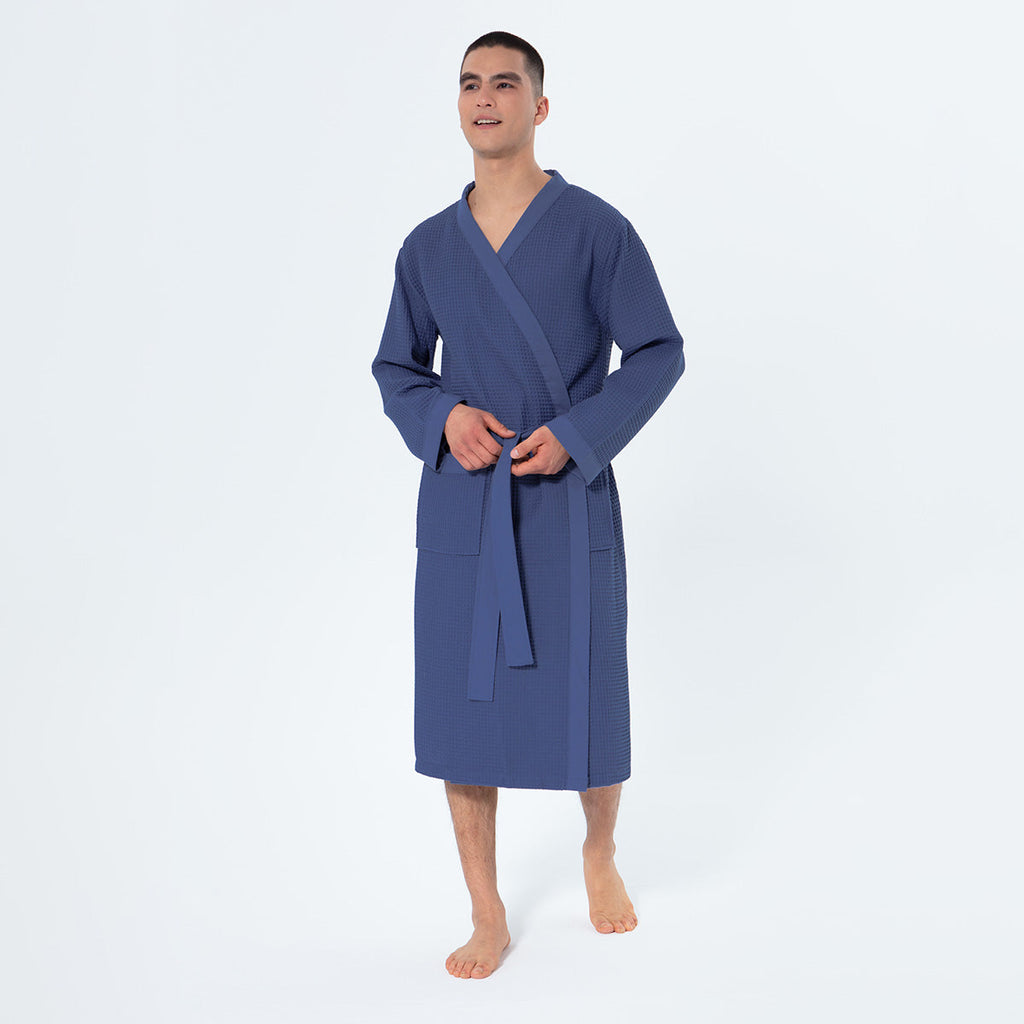 Men's Lightweight Kimono Waffle Spa Robe